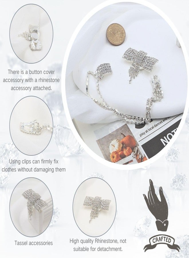PEARLY JUN Collar Chain Pins and Button Covers for Men Women Blouses, Gold Silver Black Cross Round Bow Tie Vintage Rhinestone Brooch Link for Lapel Suit Sweater Shawl Shirt Gifts Jewelry Accessories - Image 3